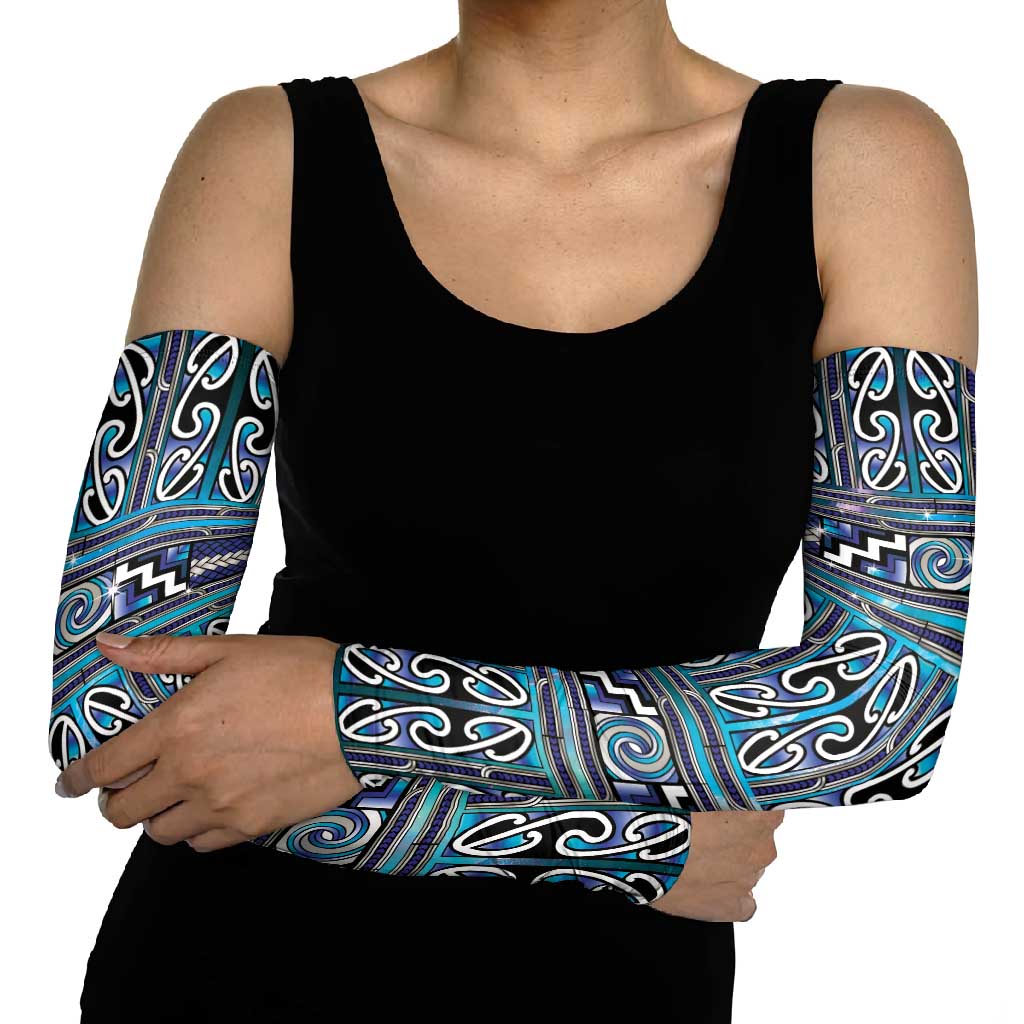 Maori Matariki Arm Sleeves Blue Galaxy Aesthetic Koru Art LT01 - Polynesian Pride