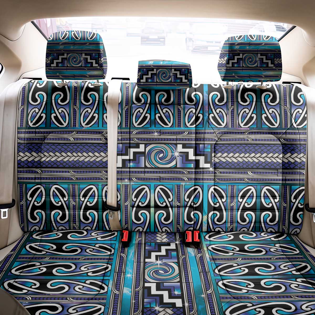 Maori Matariki Back Car Seat Cover Blue Galaxy Aesthetic Koru Art LT01 - Polynesian Pride