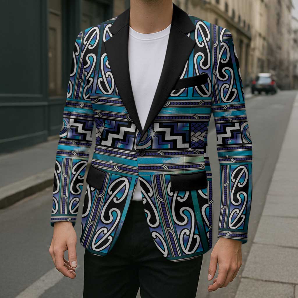 Maori Matariki Blazer Blue Galaxy Aesthetic Koru Art LT01 - Polynesian Pride