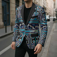 Maori Matariki Blazer Blue Galaxy Aesthetic Koru Art LT01 - Polynesian Pride
