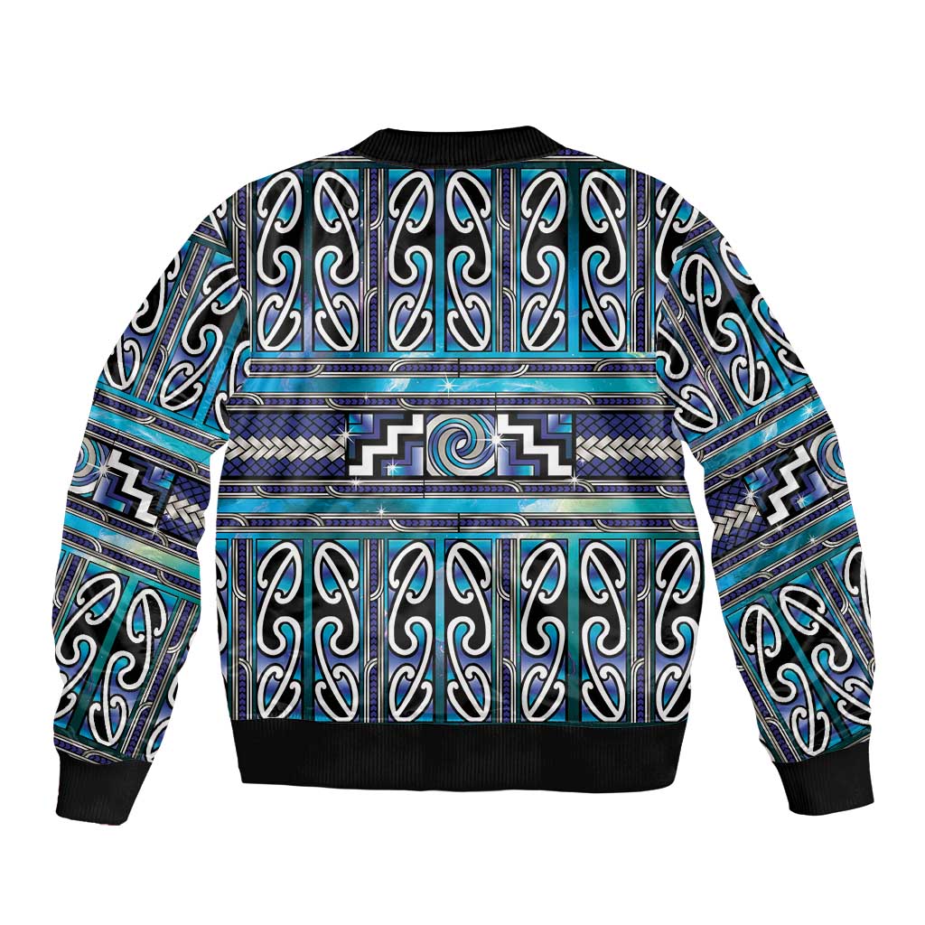 Maori Matariki Bomber Jacket Blue Galaxy Aesthetic Koru Art LT01 - Polynesian Pride