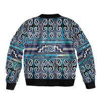 Maori Matariki Bomber Jacket Blue Galaxy Aesthetic Koru Art LT01 - Polynesian Pride