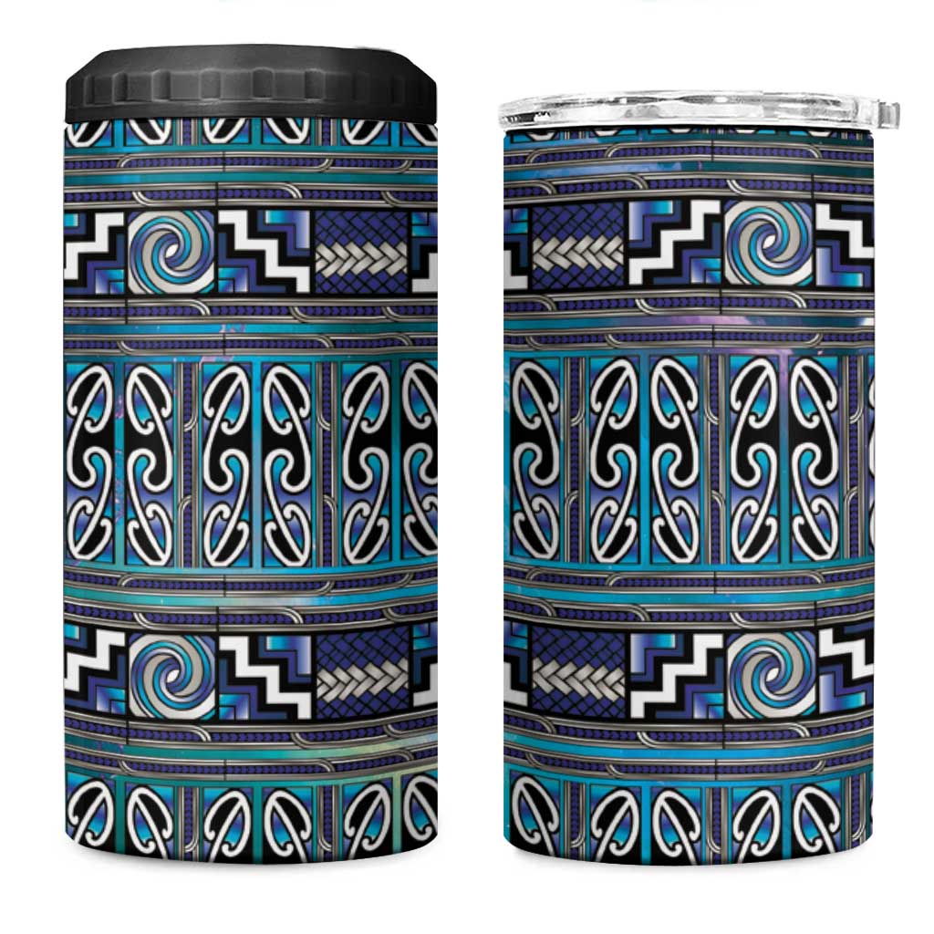 Maori Matariki 4 in 1 Can Cooler Tumbler Blue Galaxy Aesthetic Koru Art LT01 One Size: 16 oz Blue - Polynesian Pride