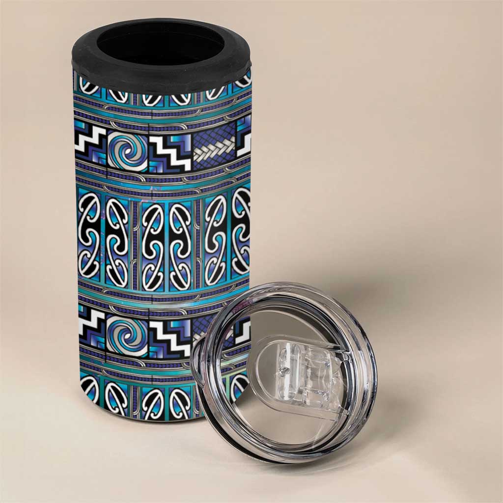 Maori Matariki 4 in 1 Can Cooler Tumbler Blue Galaxy Aesthetic Koru Art LT01 - Polynesian Pride