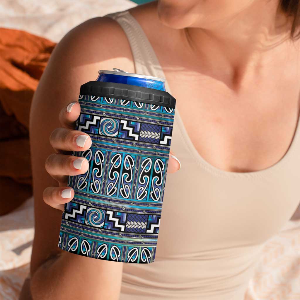 Maori Matariki 4 in 1 Can Cooler Tumbler Blue Galaxy Aesthetic Koru Art LT01 - Polynesian Pride