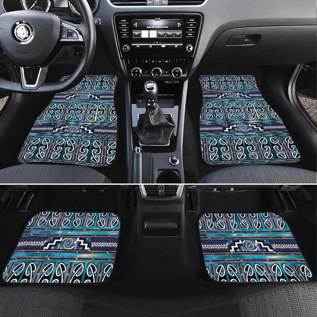 Maori Matariki Car Mats Blue Galaxy Aesthetic Koru Art LT01 Set 4pcs Blue - Polynesian Pride
