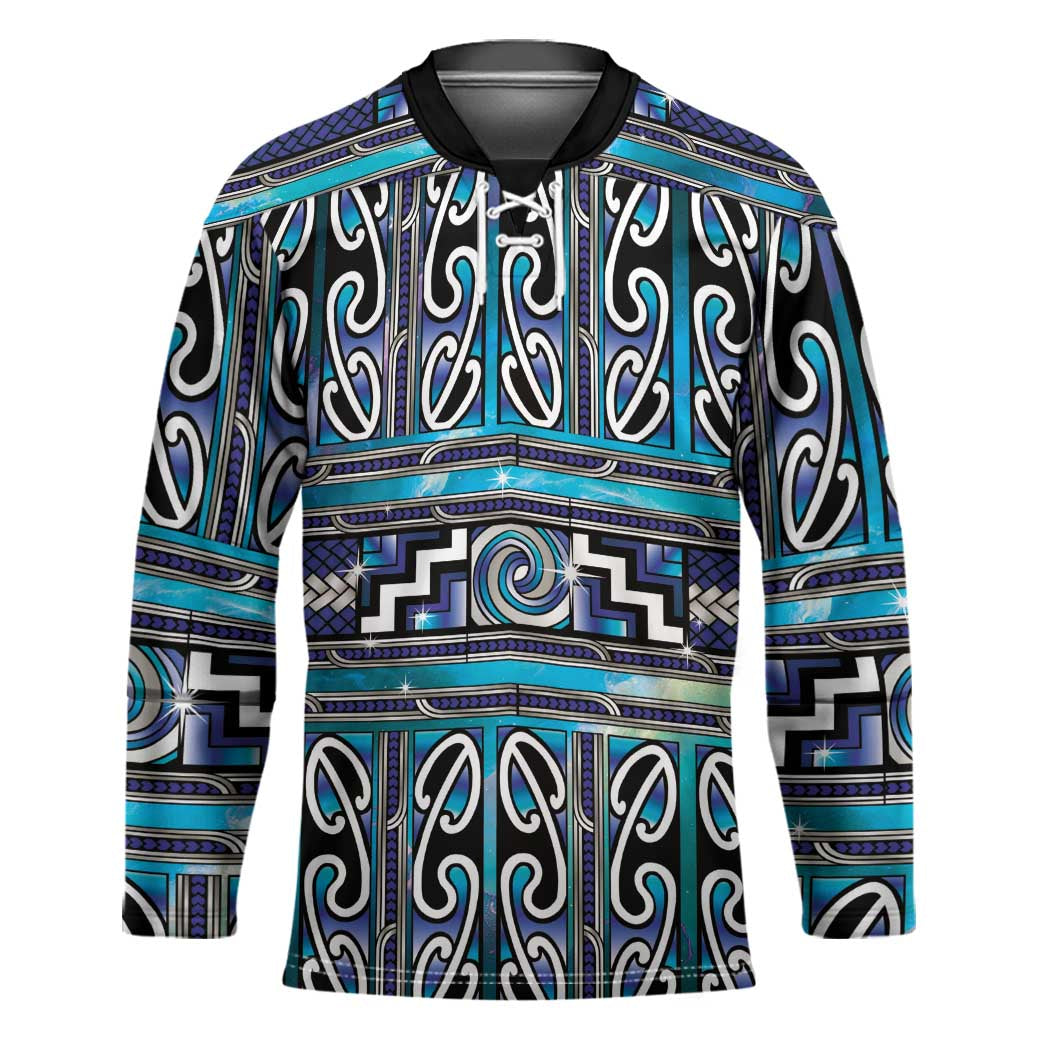 Maori Matariki Hockey Jersey Blue Galaxy Aesthetic Koru Art LT01 Unisex Blue - Polynesian Pride