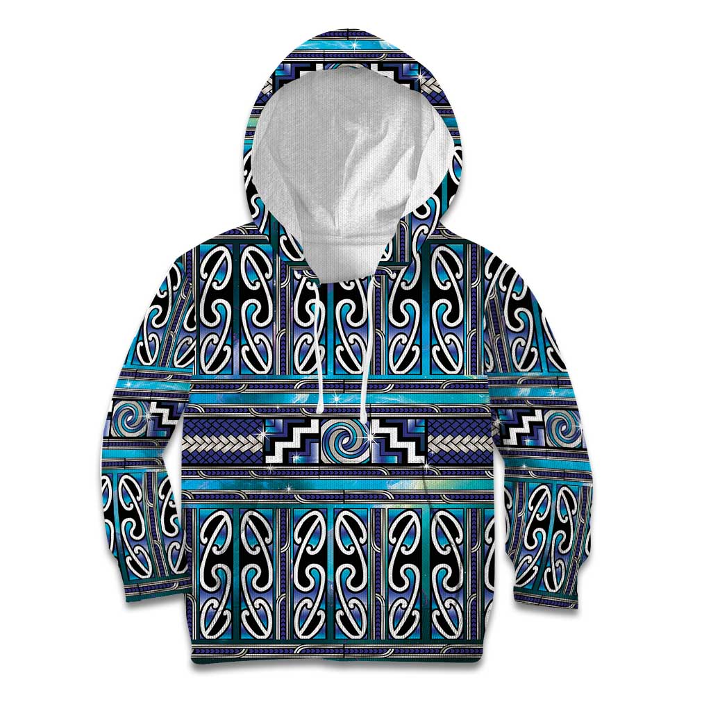 Maori Matariki Kid Hoodie Blue Galaxy Aesthetic Koru Art