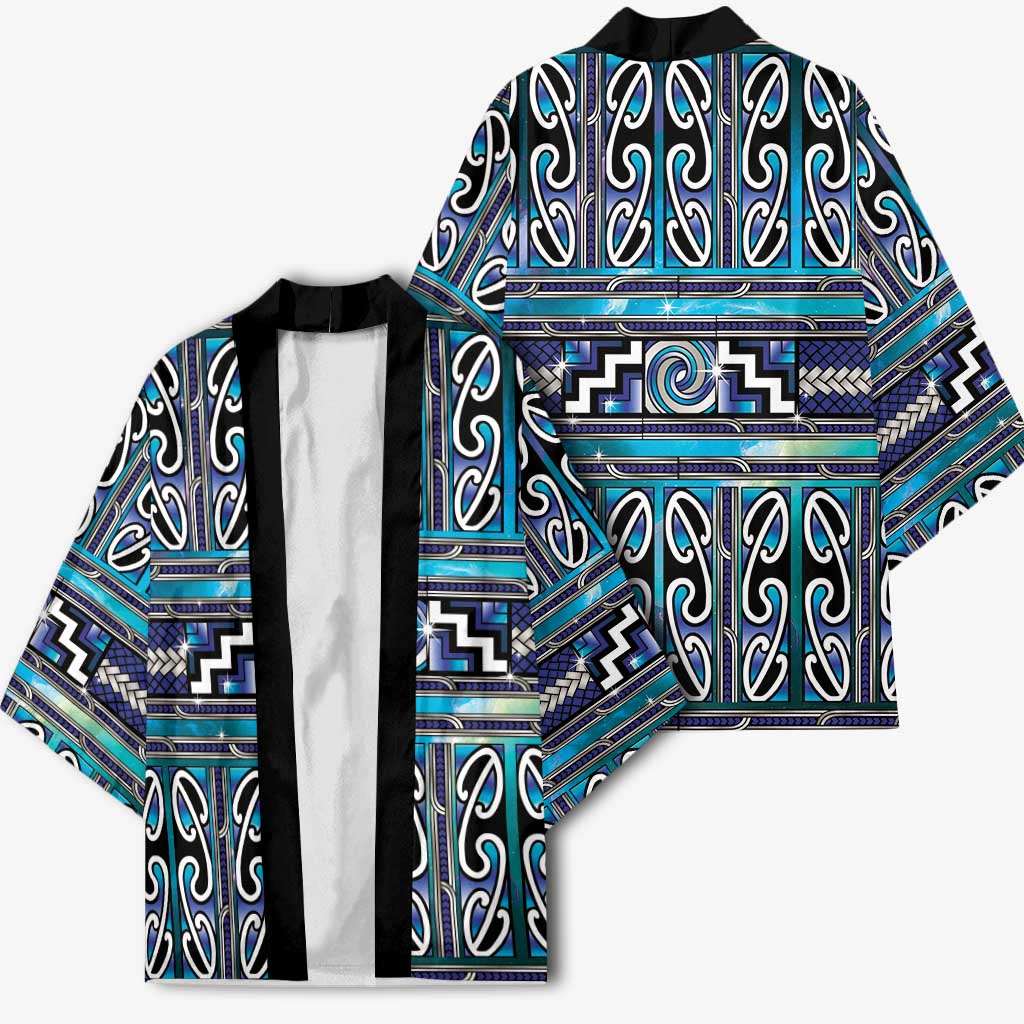 Maori Matariki Kimono Blue Galaxy Aesthetic Koru Art LT01 - Polynesian Pride