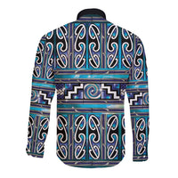 Maori Matariki Long Sleeve Button Shirt Blue Galaxy Aesthetic Koru Art LT01 - Polynesian Pride
