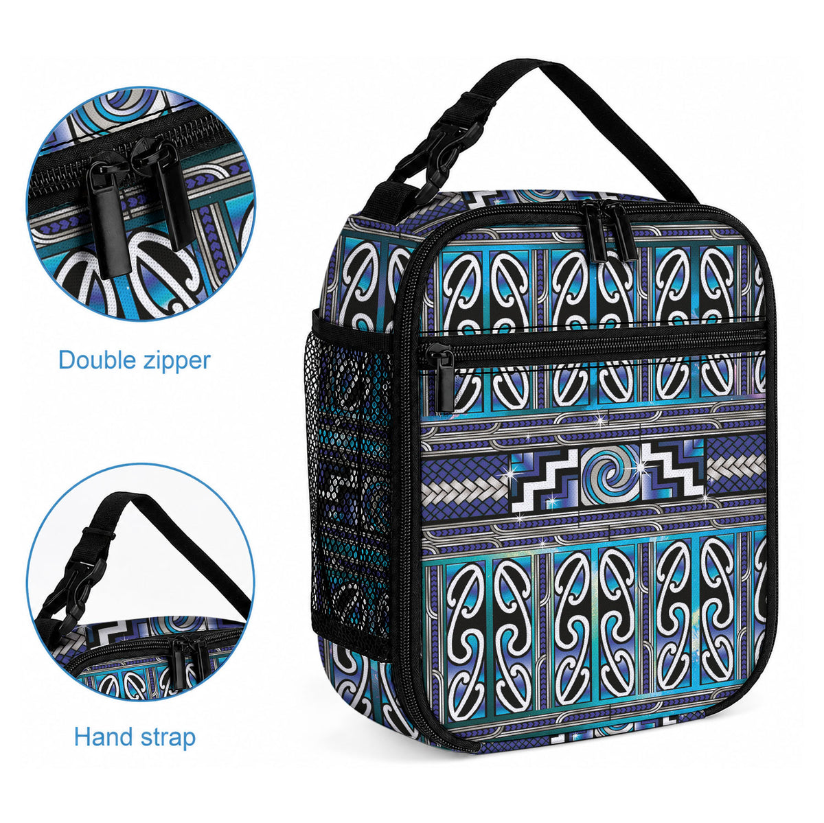 Maori Matariki Lunch Bag Blue Galaxy Aesthetic Koru Art LT01 - Polynesian Pride