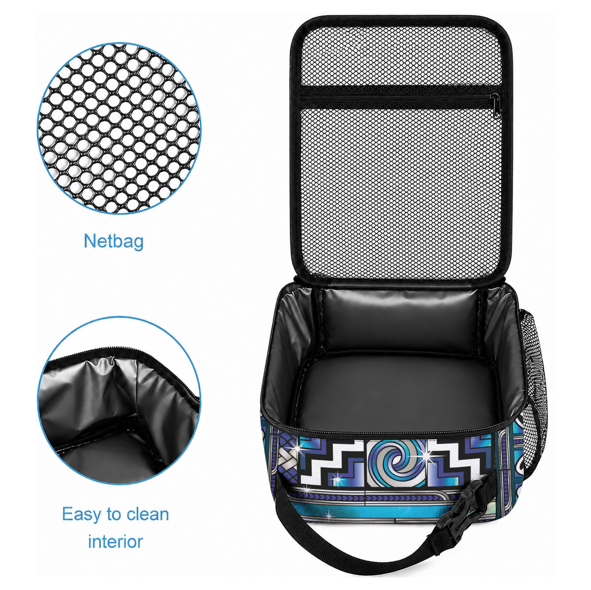 Maori Matariki Lunch Bag Blue Galaxy Aesthetic Koru Art LT01 - Polynesian Pride