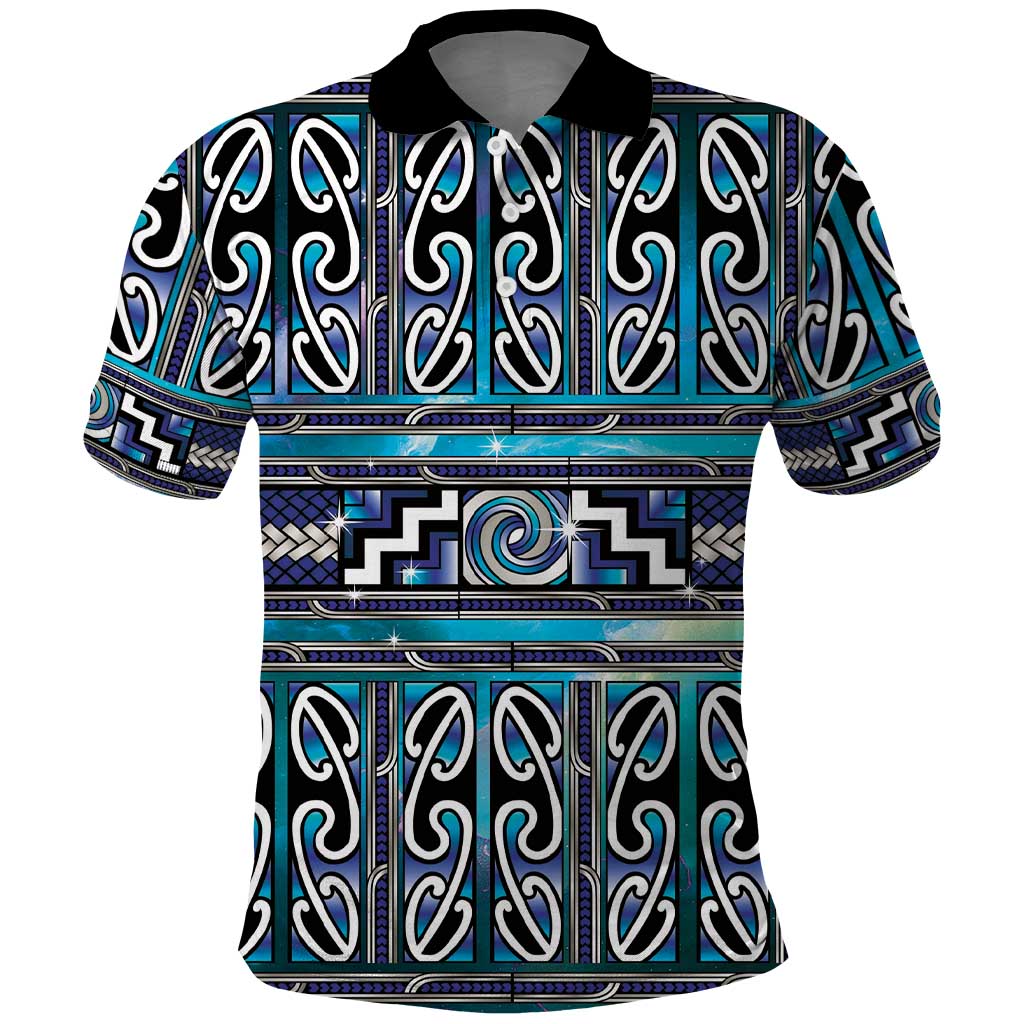 Maori Matariki Polo Shirt Blue Galaxy Aesthetic Koru Art LT01 Blue - Polynesian Pride