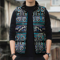 Maori Matariki Sleeveless Puffer Jacket Blue Galaxy Aesthetic Koru Art LT01 - Polynesian Pride