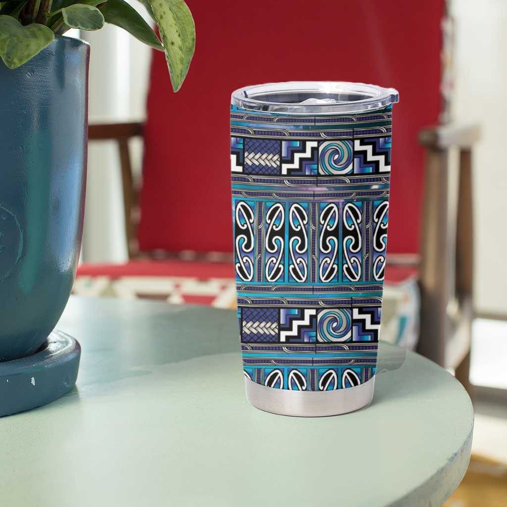 Maori Matariki Tumbler Cup Blue Galaxy Aesthetic Koru Art LT01 - Polynesian Pride