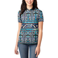 Maori Matariki Women Polo Shirt Blue Galaxy Aesthetic Koru Art LT01 - Polynesian Pride