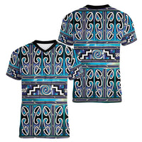 Maori Matariki Women V-Neck T-Shirt Blue Galaxy Aesthetic Koru Art LT01 - Polynesian Pride
