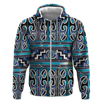 Maori Matariki Zip Hoodie Blue Galaxy Aesthetic Koru Art LT01 Zip Hoodie Blue - Polynesian Pride