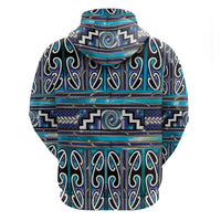 Maori Matariki Zip Hoodie Blue Galaxy Aesthetic Koru Art LT01 - Polynesian Pride