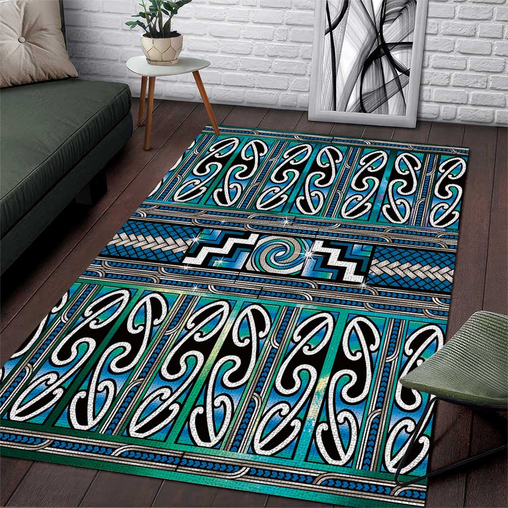Maori Matariki Area Rug Green Galaxy Aesthetic Koru Art LT01 Green - Polynesian Pride
