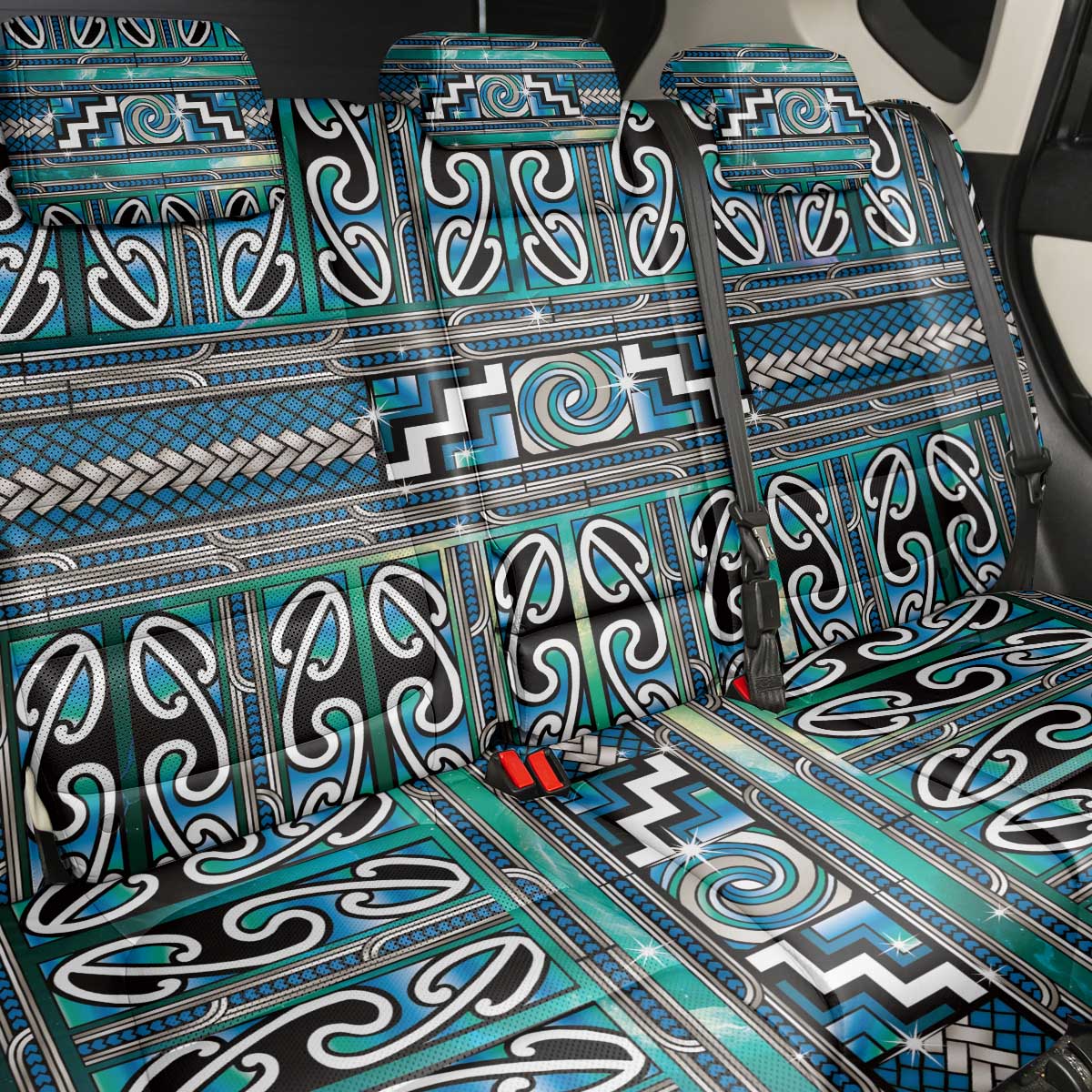 Maori Matariki Back Car Seat Cover Green Galaxy Aesthetic Koru Art LT01 - Polynesian Pride