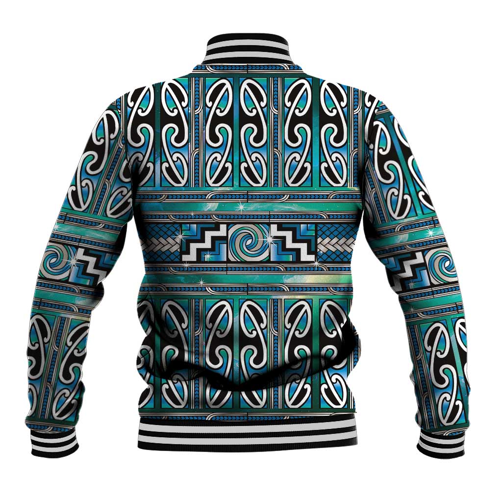Maori Matariki Baseball Jacket Green Galaxy Aesthetic Koru Art LT01 - Polynesian Pride