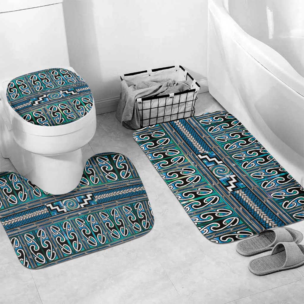 Maori Matariki Bathroom Set Green Galaxy Aesthetic Koru Art LT01 Mat Set Only (3 pcs) One Size Green - Polynesian Pride