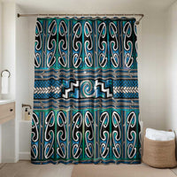 Maori Matariki Bathroom Set Green Galaxy Aesthetic Koru Art LT01 Shower Curtain Only Green - Polynesian Pride