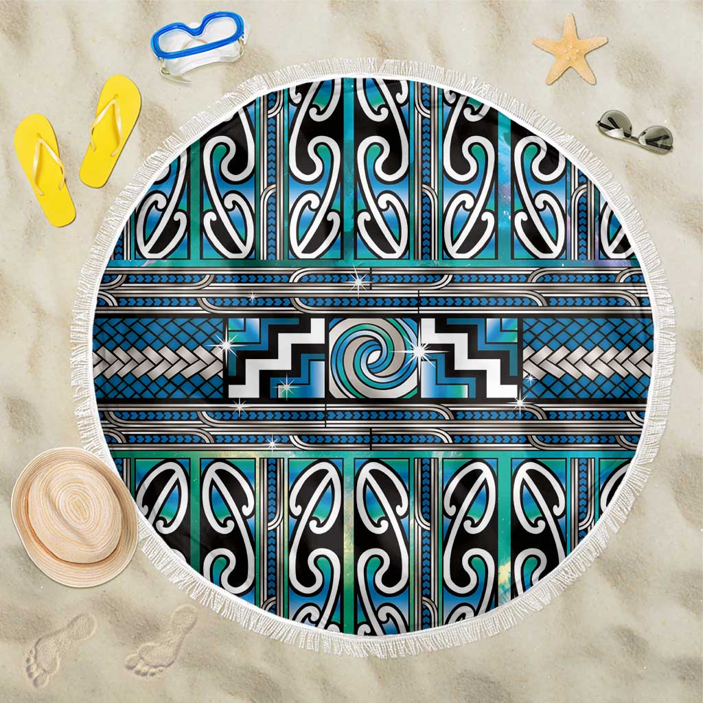 Maori Matariki Beach Blanket Green Galaxy Aesthetic Koru Art LT01 One Size 150cm Green - Polynesian Pride