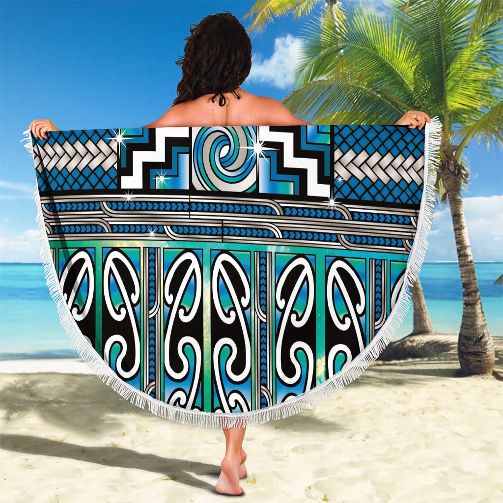 Maori Matariki Beach Blanket Green Galaxy Aesthetic Koru Art LT01 - Polynesian Pride