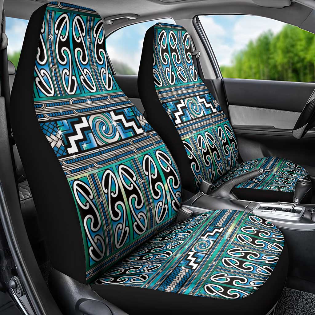 Maori Matariki Car Seat Cover Green Galaxy Aesthetic Koru Art LT01 - Polynesian Pride