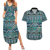Maori Matariki Couples Matching Summer Maxi Dress and Hawaiian Shirt Green Galaxy Aesthetic Koru Art LT01 Green - Polynesian Pride