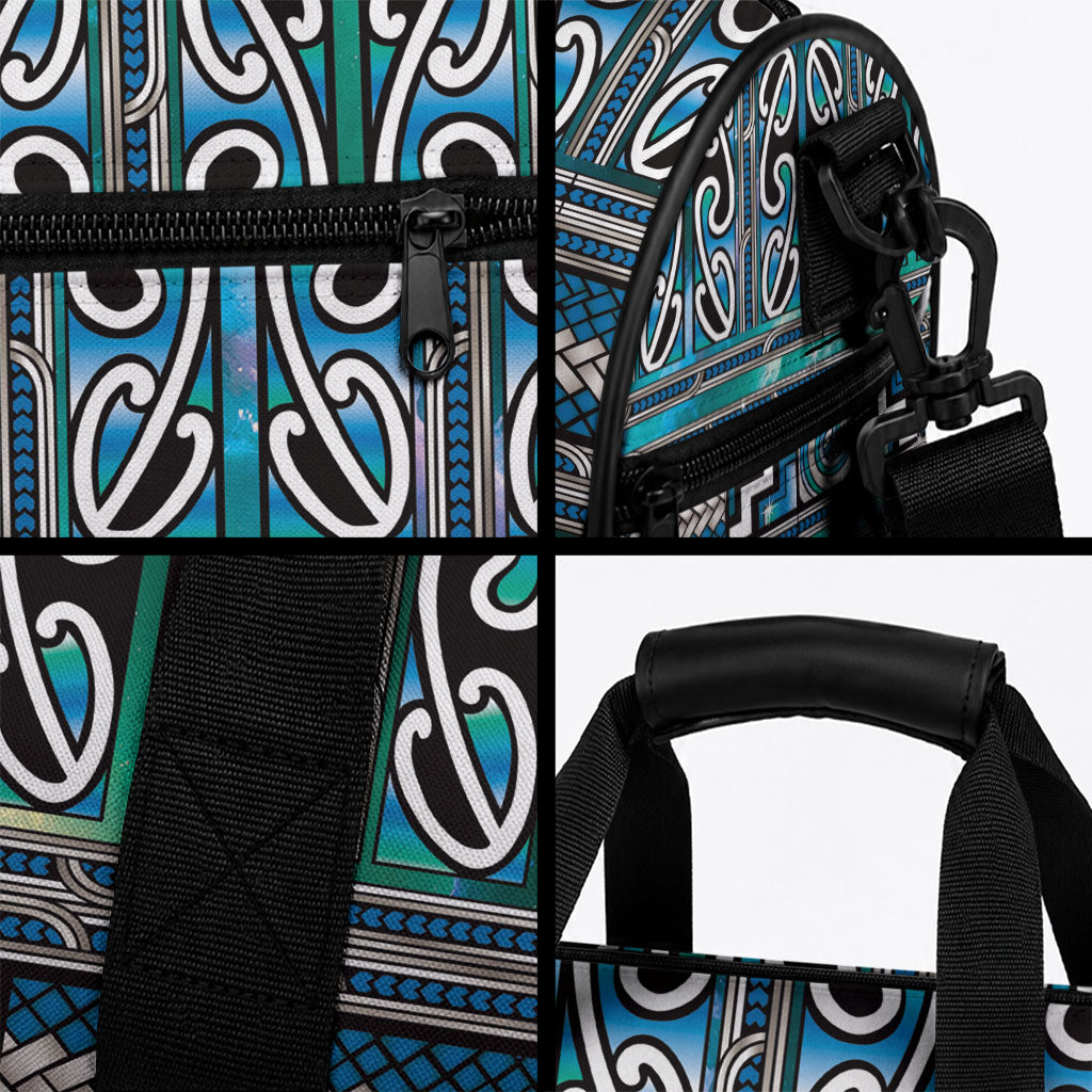 Maori Matariki Duffle Bag Green Galaxy Aesthetic Koru Art