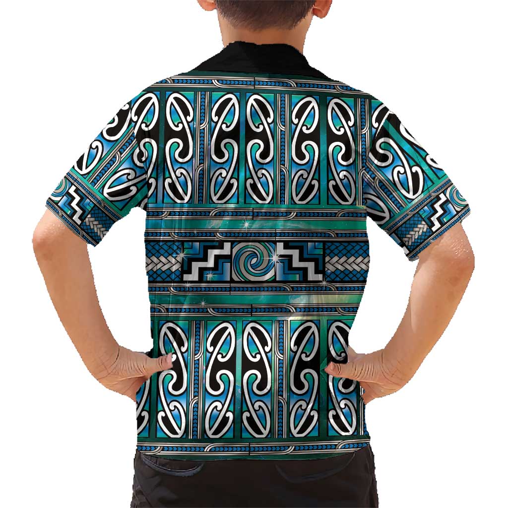 Maori Matariki Family Matching Puletasi and Hawaiian Shirt Green Galaxy Aesthetic Koru Art LT01 - Polynesian Pride