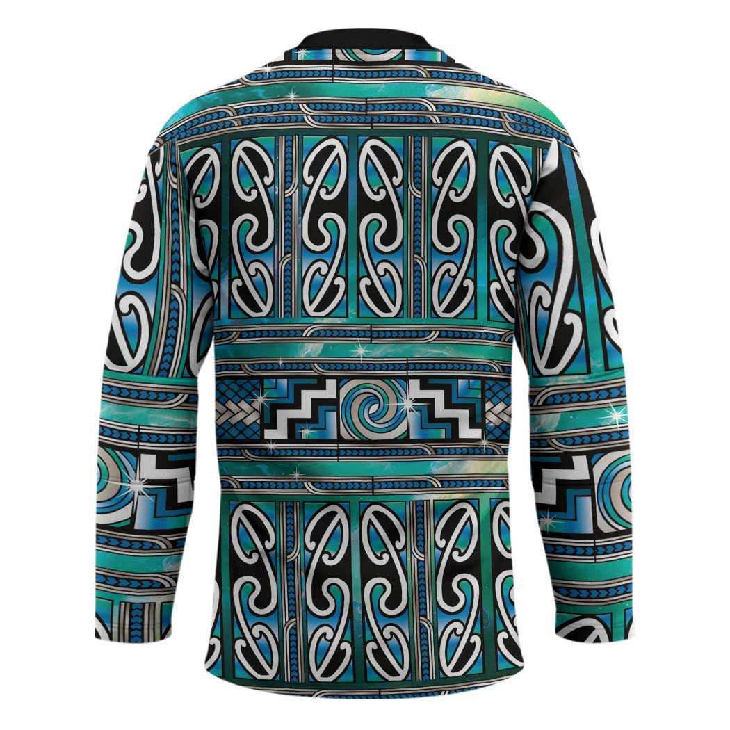 Maori Matariki Hockey Jersey Green Galaxy Aesthetic Koru Art LT01 - Polynesian Pride