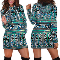 Maori Matariki Hoodie Dress Green Galaxy Aesthetic Koru Art LT01 - Polynesian Pride