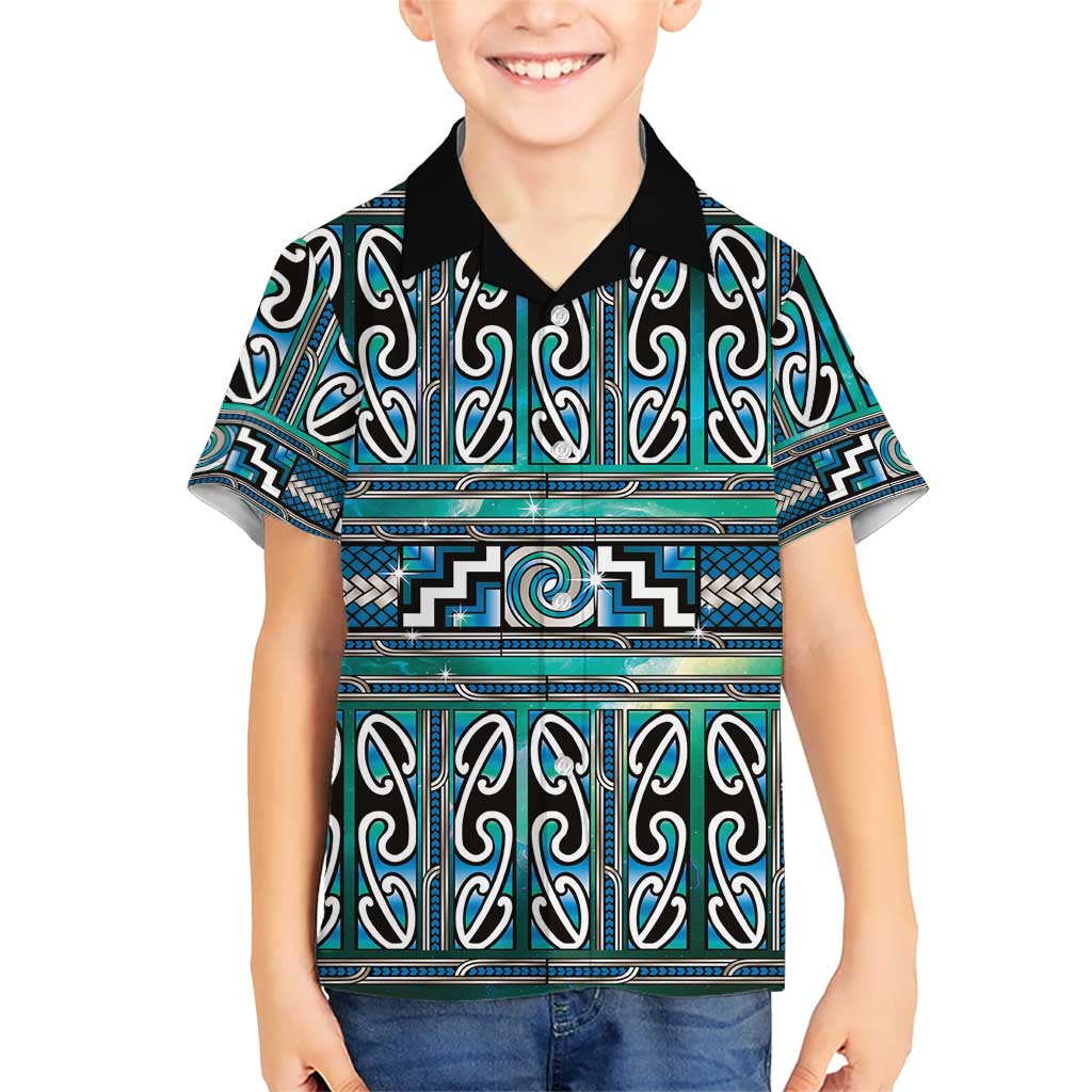 Maori Matariki Kid Hawaiian Shirt Green Galaxy Aesthetic Koru Art LT01 Kid Green - Polynesian Pride