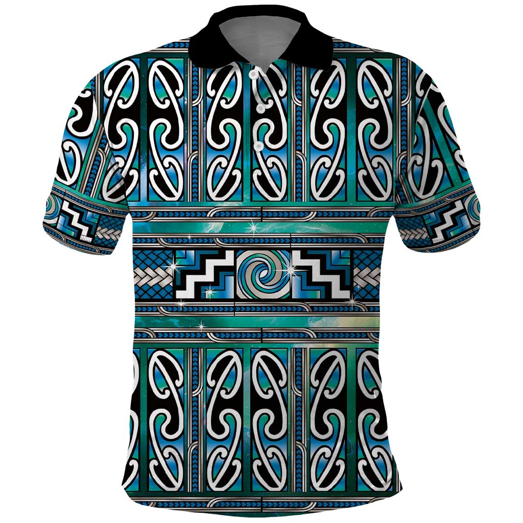 Maori Matariki Polo Shirt Green Galaxy Aesthetic Koru Art LT01 Green - Polynesian Pride