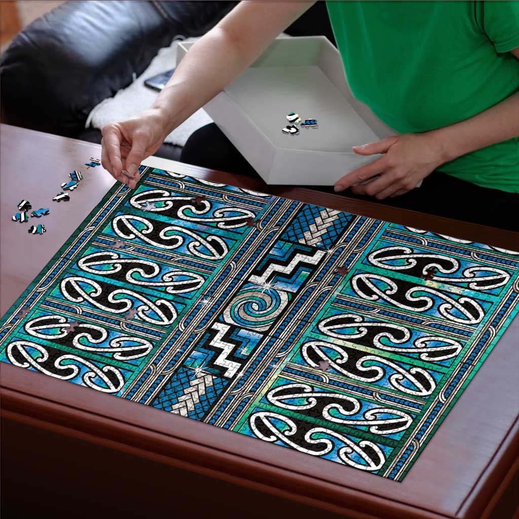 Maori Matariki Puzzle Green Galaxy Aesthetic Koru Art LT01 - Polynesian Pride