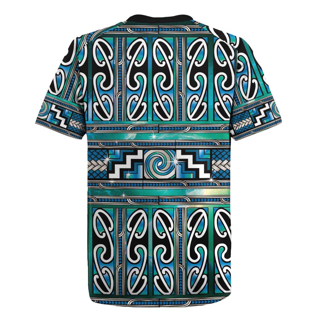 Maori Matariki Rugby Jersey Green Galaxy Aesthetic Koru Art LT01 - Polynesian Pride