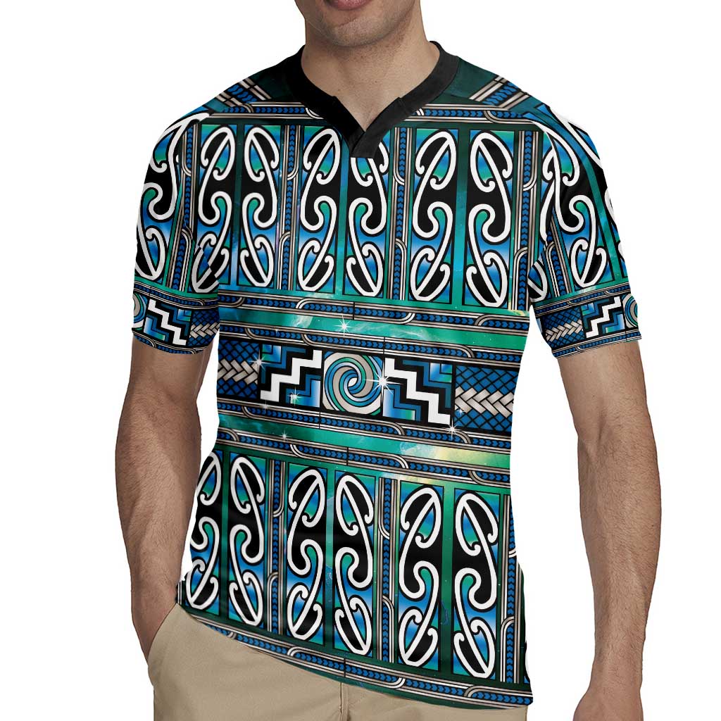 Maori Matariki Rugby Jersey Green Galaxy Aesthetic Koru Art LT01 - Polynesian Pride