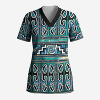 Maori Matariki Scrub Top Green Galaxy Aesthetic Koru Art LT01 Adult Green - Polynesian Pride