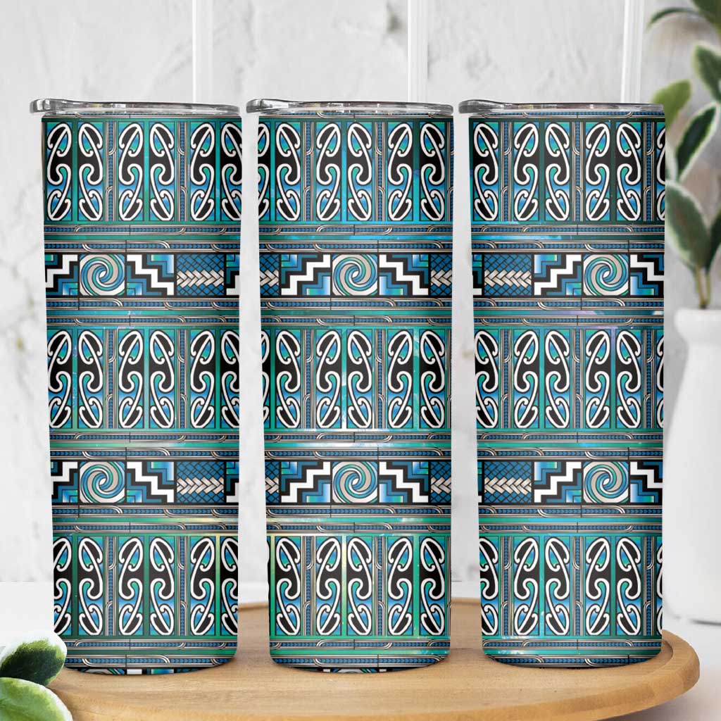 Maori Matariki Skinny Tumbler Green Galaxy Aesthetic Koru Art LT01 - Polynesian Pride