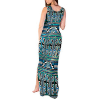 Maori Matariki Tank Maxi Dress Green Galaxy Aesthetic Koru Art LT01 - Polynesian Pride