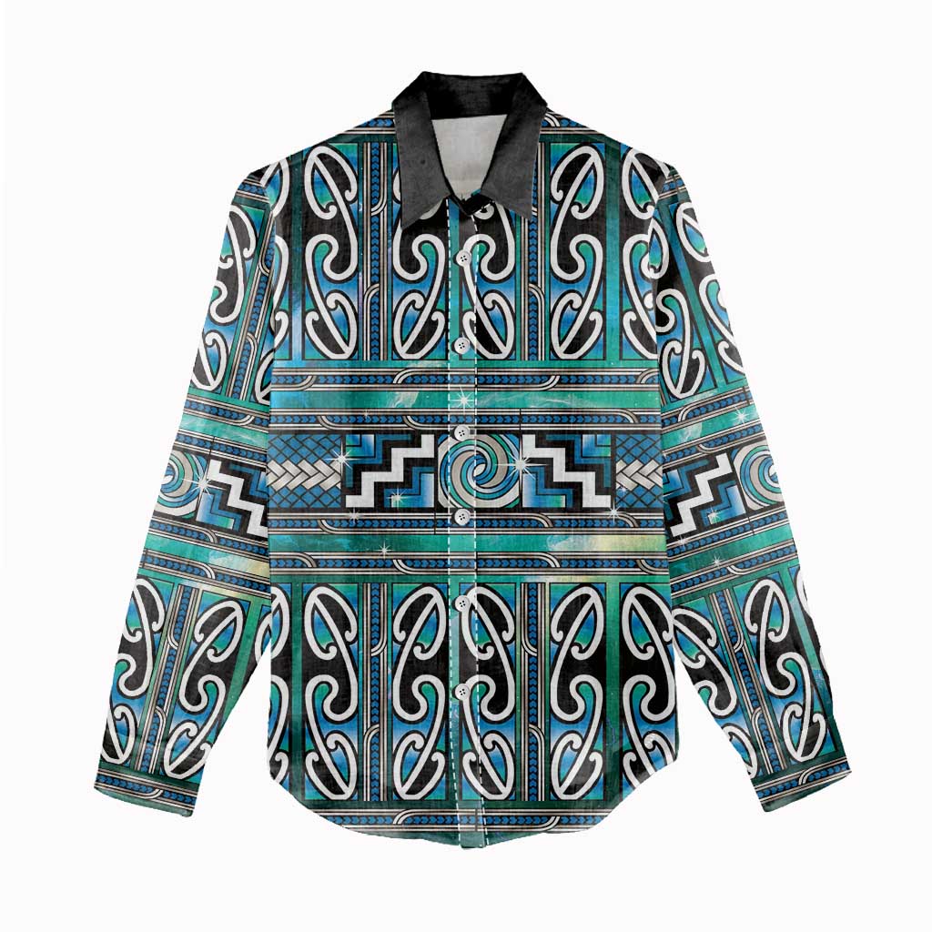 Maori Matariki Women Casual Shirt Green Galaxy Aesthetic Koru Art LT01 - Polynesian Pride