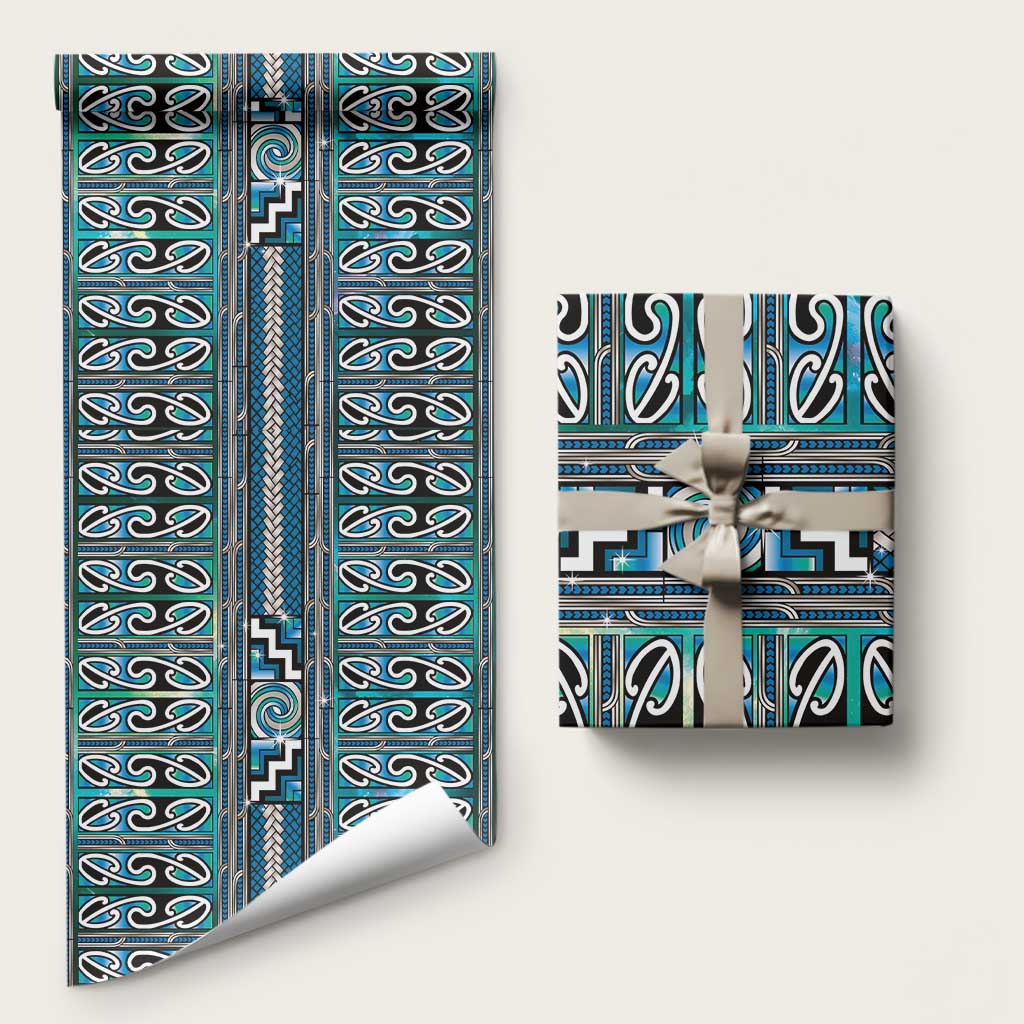 Maori Matariki Wrapping Paper Green Galaxy Aesthetic Koru Art LT01 58" × 23" Green - Polynesian Pride