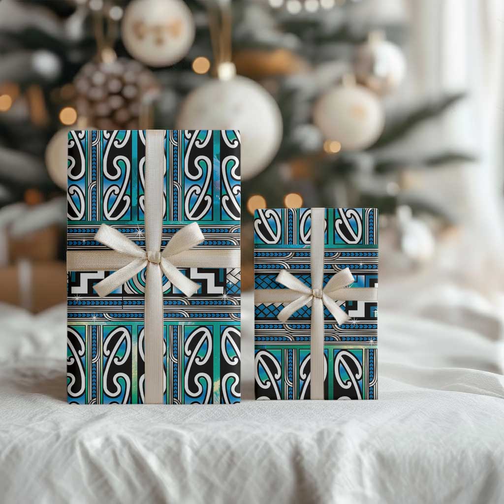 Maori Matariki Wrapping Paper Green Galaxy Aesthetic Koru Art LT01 - Polynesian Pride