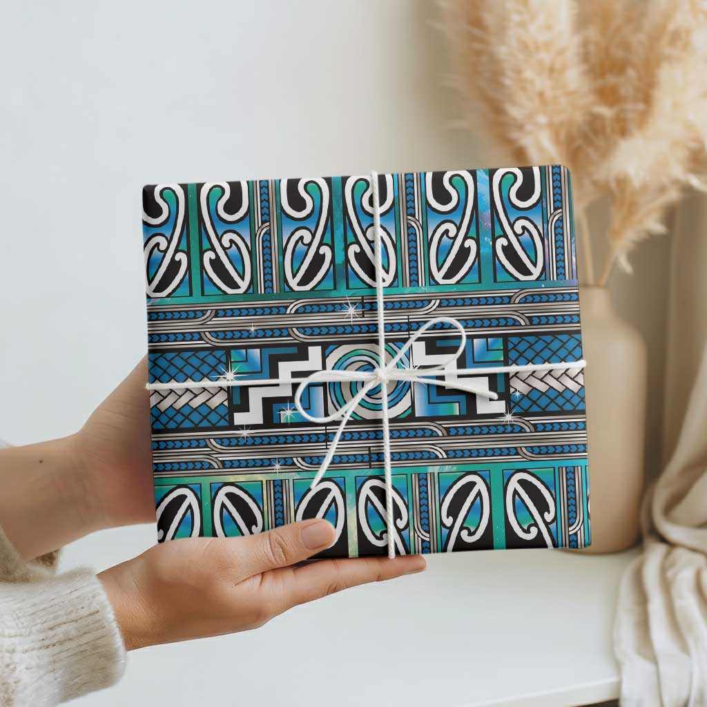 Maori Matariki Wrapping Paper Green Galaxy Aesthetic Koru Art LT01 - Polynesian Pride