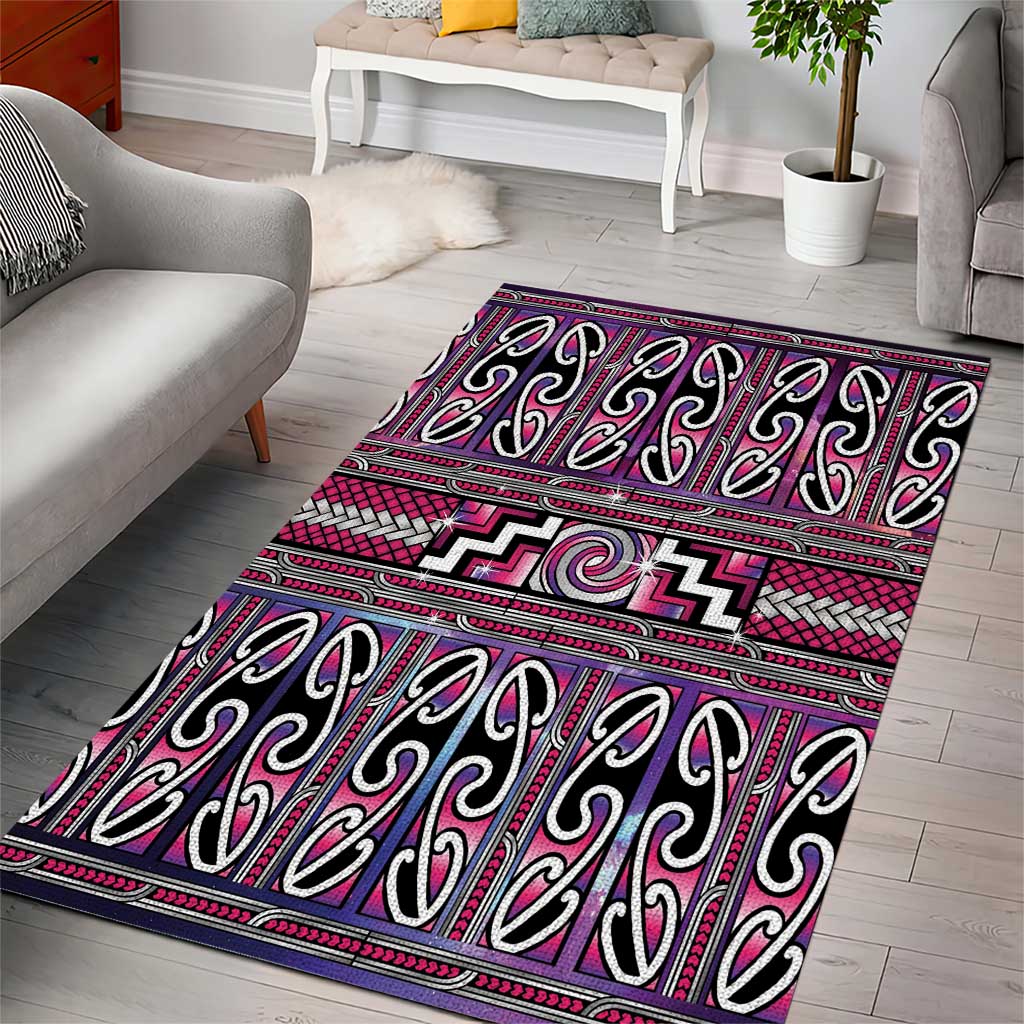Maori Matariki Area Rug Pink Galaxy Aesthetic Koru Art LT01 - Polynesian Pride
