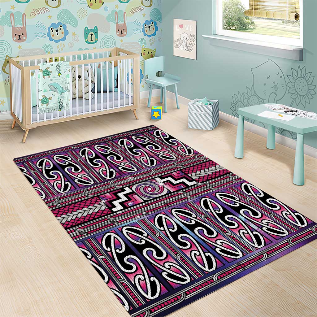 Maori Matariki Area Rug Pink Galaxy Aesthetic Koru Art LT01 - Polynesian Pride